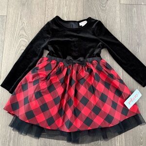 Black and Red Plaid Dress with Bow